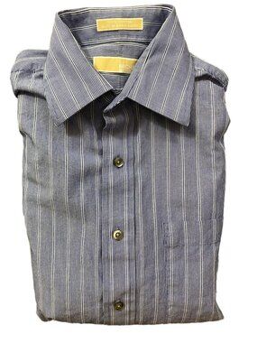 Michael Kors Mens Button Down Shirt  15 1/2 34/35 Blue Striped Business Casual